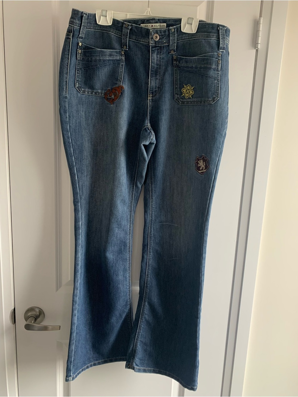 Tommy Hilfiger Blue Embroidered Patch Flare Jeans